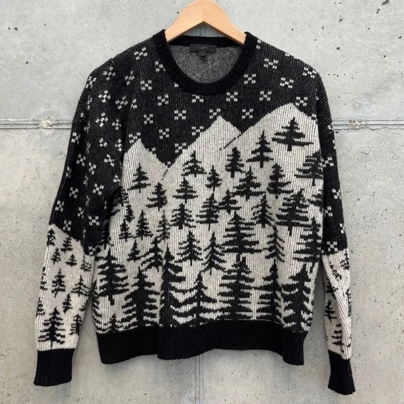 J.Crew Snow Cabin Forest Wool Sweater, Size XL - Picture 1 of 11